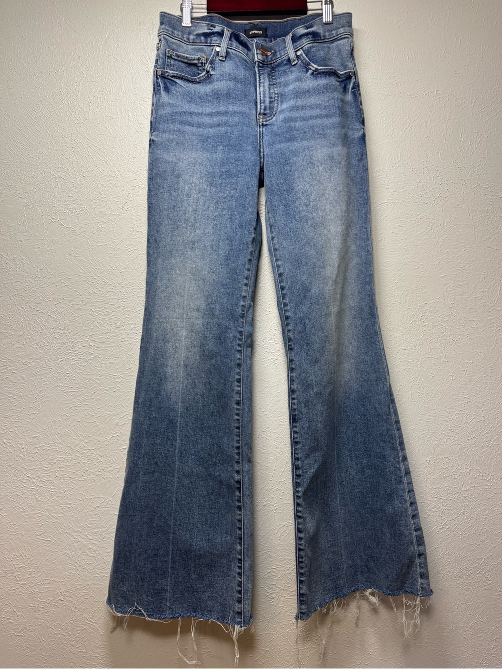 Express Mid Rise 70s Flare Blue Denim Jeans